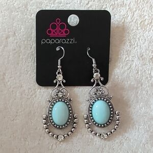 Paparazzi Fancy Light Blue Dangle Earrings New